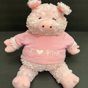 Pig Fluffy Plush Stuffed Animal with Pink Tee Shirt Wacky Bear Factory